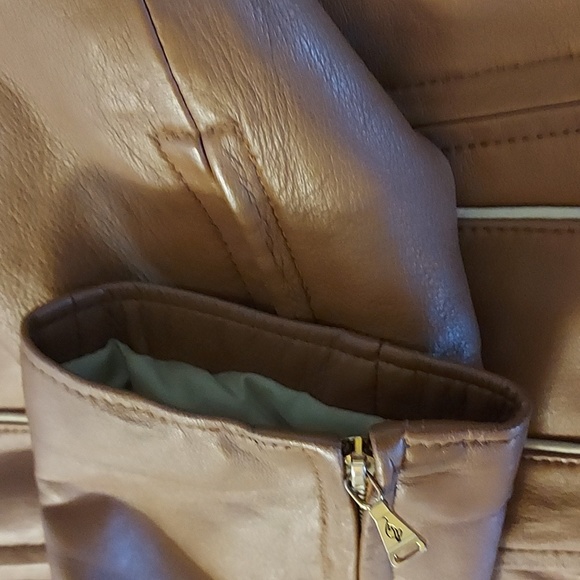 Baby Phat Women's Moto Leather Jacket Tan Cream Piping Removable Lining … - Picture 13 of 16